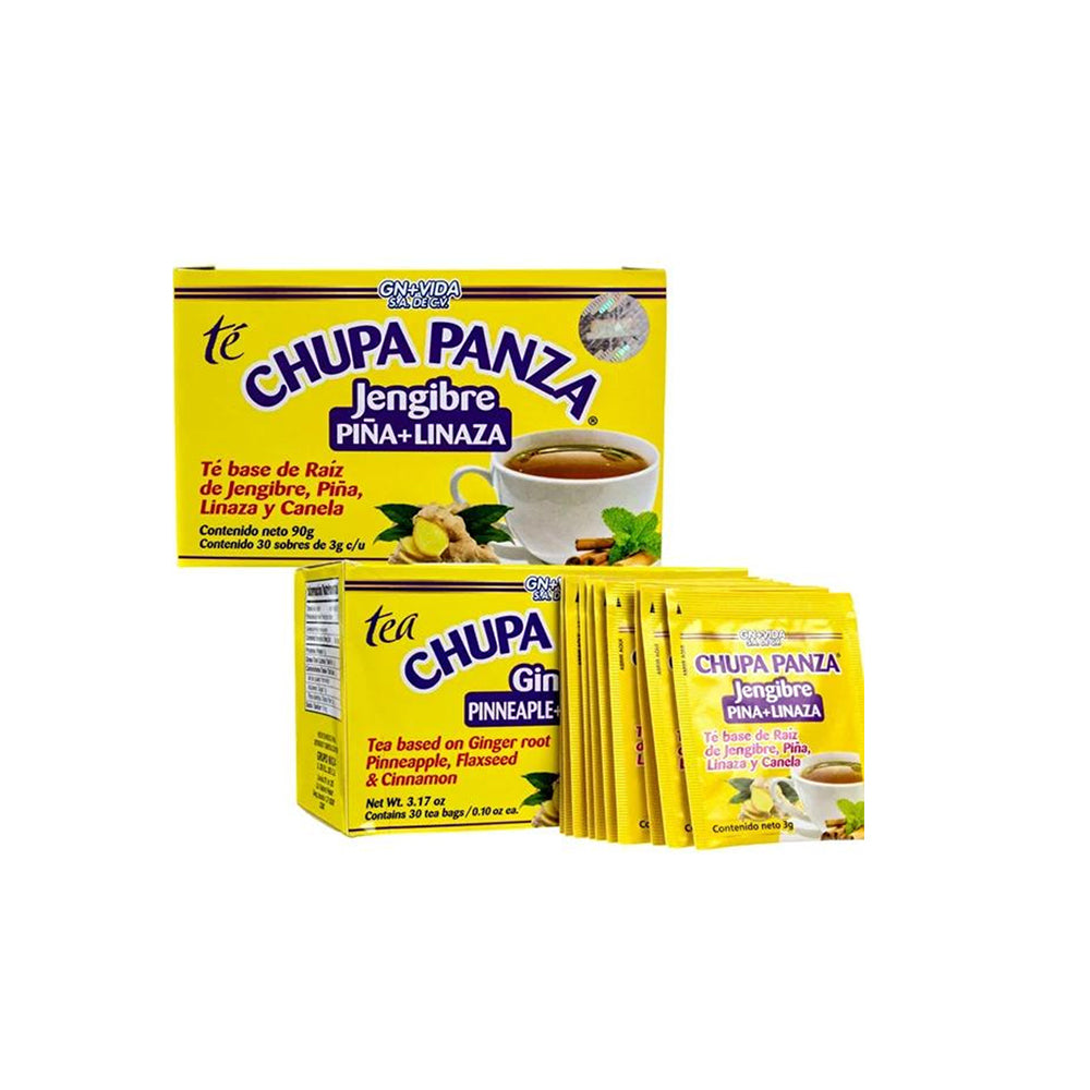 TEA CHUPA PANZA TE JENGIBRE PINA LINAZA CANELA 30 Day Supply DETOX GN + VIDA